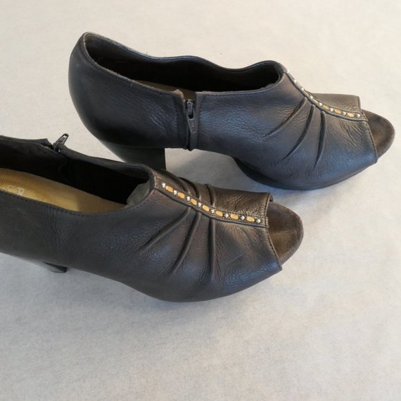 Size 9.5 Calleen Cordera Caliza Brown Peep Toe - Picture 5 of 11